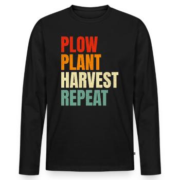 Plow Plant Harvest Repeat Farming - Men's Premium Organic Long Sleeve Shirt - black - Front - Nico (187cm)