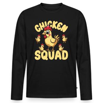 Chicken Squad - Lustige Bauernhoffamilie Niedliches Küken - Männer Premium Bio Langarmshirt - Schwarz - Vorne - Nico (187cm)