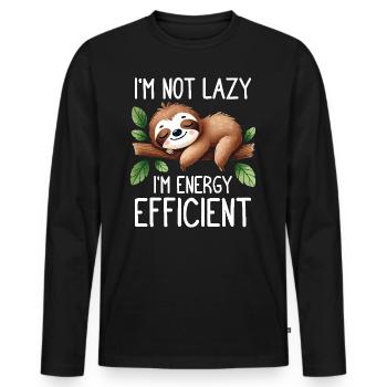 I'm Not Lazy, I'm Energy Efficient Sloth Humor - Men's Premium Organic Long Sleeve Shirt - black - Front - Nico (187cm)