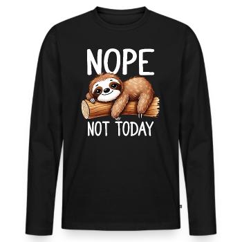 Nö, nicht heute, faules Faultier, Humor, lustiges Tier - Männer Premium Bio Langarmshirt - Schwarz - Vorne - Nico (187cm)
