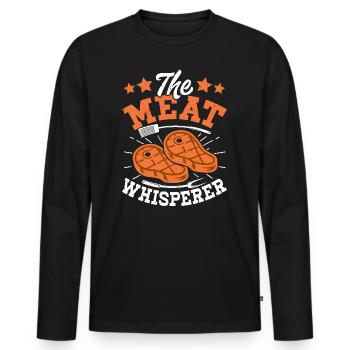 The Meat Whisperer Amateur de grillades barbecue drôle - T-shirt manches longues Premium bio Homme - noir - Devant - Nico (187cm)