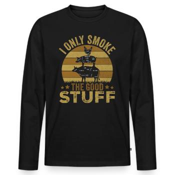 Ich Rauche nur das gute Zeug BBQ-Liebhaber - Männer Premium Bio Langarmshirt - Schwarz - Vorne - Nico (187cm)