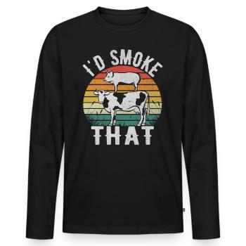 I'd Smoke That - Lustiger BBQ- und Grillliebhaber - Männer Premium Bio Langarmshirt - Schwarz - Vorne - Nico (187cm)
