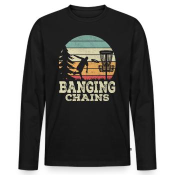 Bangging Chains Funny Disc Golf Basket - T-shirt manches longues Premium bio Homme - noir - Devant - Nico (187cm)
