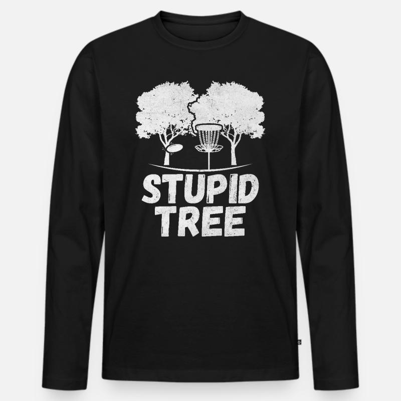 Stupid Tree Disc Golf Humor Lustiger Frisbee Golfer - Männer Premium Bio Langarmshirt - Schwarz