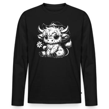Cute Highland Cow Farm Animal Adorable Cartoon - Men's Premium Organic Long Sleeve Shirt - black - Front - Nico (187cm)