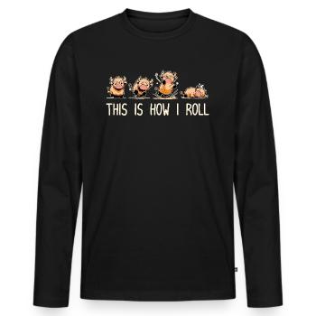 So rolle ich Funny Highland Cow - Männer Premium Bio Langarmshirt - Schwarz - Vorne - Nico (187cm)