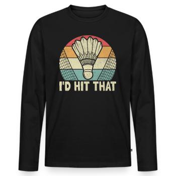 Ich hatte diesen Badminton-Federball-Sportler getroffen - Männer Premium Bio Langarmshirt - Schwarz - Vorne - Nico (187cm)