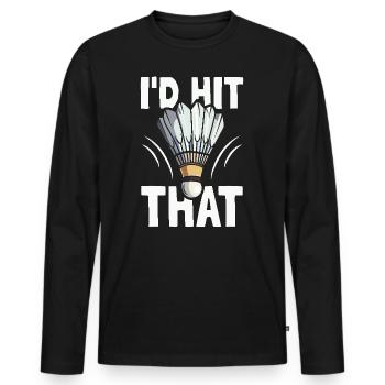 Ich würde diesen Badminton Lover Gift Federball treffen - Männer Premium Bio Langarmshirt - Schwarz - Vorne - Nico (187cm)