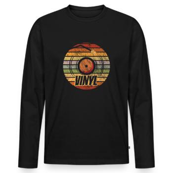 Vinyl record- vintage record player - Men's Premium Organic Long Sleeve Shirt - black - Front - Nico (187cm)