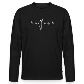 Alpiniste grimpant le rythme cardiaque - T-shirt manches longues Premium bio Homme - noir - Devant - Nico (187cm)
