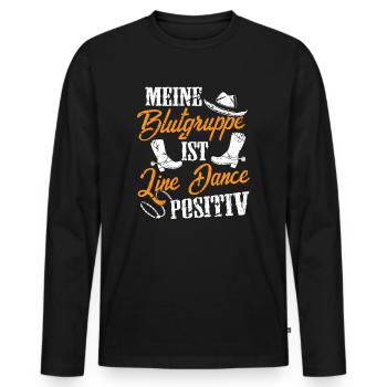 Line Dance Blutgruppe Line Dance positiv - Männer Premium Bio Langarmshirt - Schwarz - Vorne - Nico (187cm)
