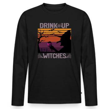 Hexe Halloween - Drink Up Witches - T-shirt manches longues Premium bio Homme - noir - Devant - Nico (187cm)