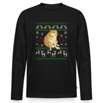 Shiba Inu Cheems Christmas Meme Noël laid - T-shirt manches longues Premium bio Homme - noir - Devant - Nico (187cm)