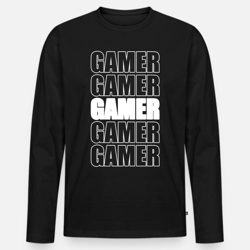GAMER - Männer Premium Bio Langarmshirt - Schwarz