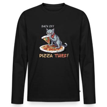 PizzaCat - Pizza Thief - Men's Premium Organic Long Sleeve Shirt - black - Front - Nico (187cm)