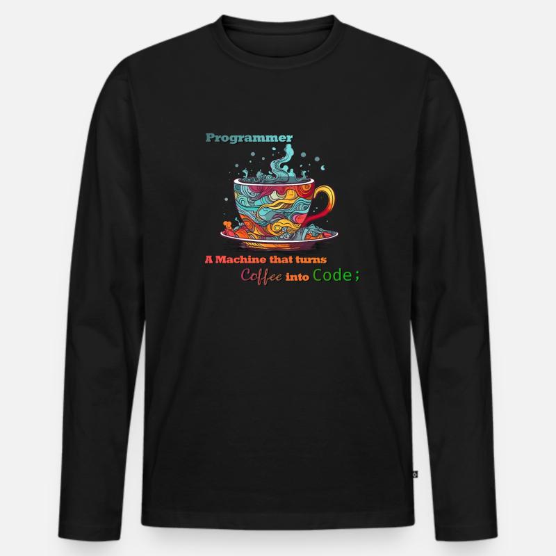 Programmer - Coffee into Code - Men's Premium Organic Long Sleeve Shirt - black