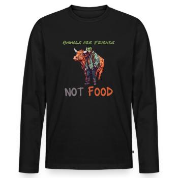 Friends not Food - Männer Premium Bio Langarmshirt - Schwarz - Vorne - Nico (187cm)