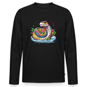 Rainbow Anaconda - Men's Premium Organic Long Sleeve Shirt - black - Front - Nico (187cm)