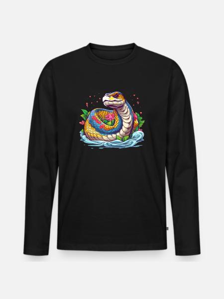 Rainbow Anaconda - Men's Premium Organic Long Sleeve Shirt - black