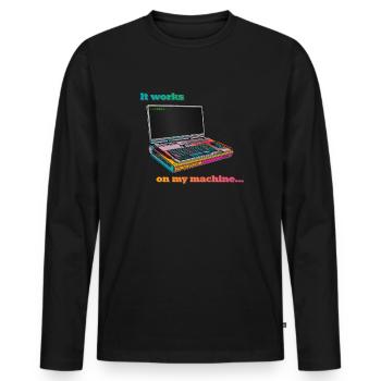Fonctionne sur ma machine - T-shirt manches longues Premium bio Homme - noir - Devant - Nico (187cm)