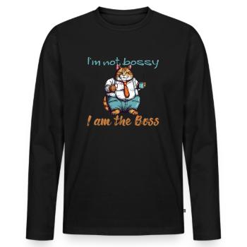 I'm not bossy - Men's Premium Organic Long Sleeve Shirt - black - Front - Nico (187cm)