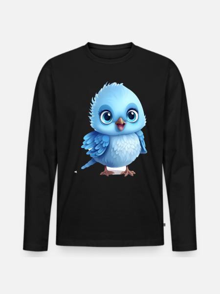 Bébé oiseau mignon - T-shirt manches longues Premium bio Homme - noir