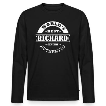 Richards bester personalisierter Name Richard - Männer Premium Bio Langarmshirt - Schwarz - Vorne - Nico (187cm)