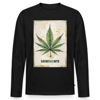 Cannabis Healthcare - Marijuana Leaf 1 - Männer Premium Bio Langarmshirt - Schwarz - Vorne - Nico (187cm)