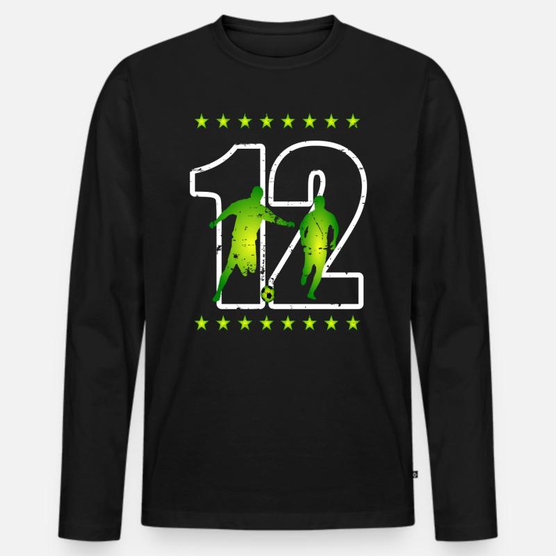 Fußball Trikotnummer 12 - Männer Premium Bio Langarmshirt - Schwarz