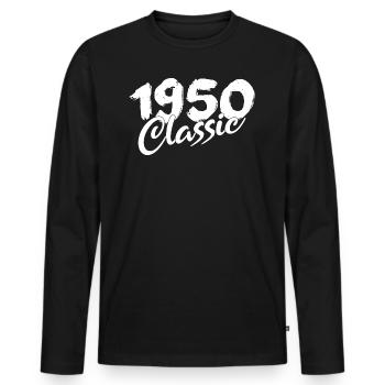 1950 Anniversaire 1950 né en 1950 - T-shirt manches longues Premium bio Homme - noir - Devant - Nico (187cm)