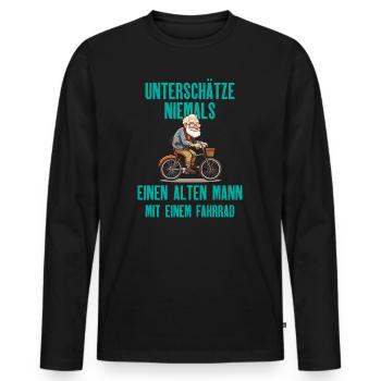 Unterschätze niemals einen Alten Mann - Männer Premium Bio Langarmshirt - Schwarz - Vorne - Nico (187cm)
