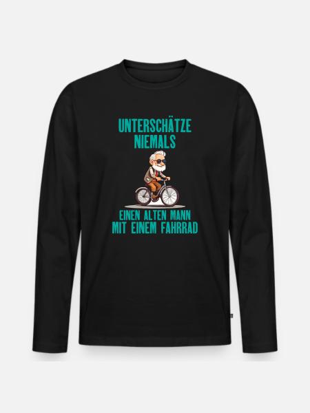 Fahrrad - Alten Mann - Männer Premium Bio Langarmshirt - Schwarz