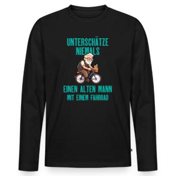 Unterschätze niemals einen Alten Mann Comic - Männer Premium Bio Langarmshirt - Schwarz - Vorne - Nico (187cm)