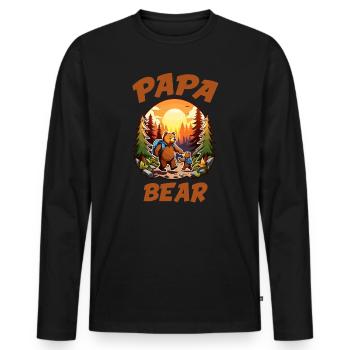 Papa Bear - Männer Premium Bio Langarmshirt - Schwarz - Vorne - Nico (187cm)