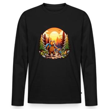 Père Ours et Fils - T-shirt manches longues Premium bio Homme - noir - Devant - Nico (187cm)