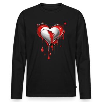 Broken heart melts - Men's Premium Organic Long Sleeve Shirt - black - Front - Nico (187cm)