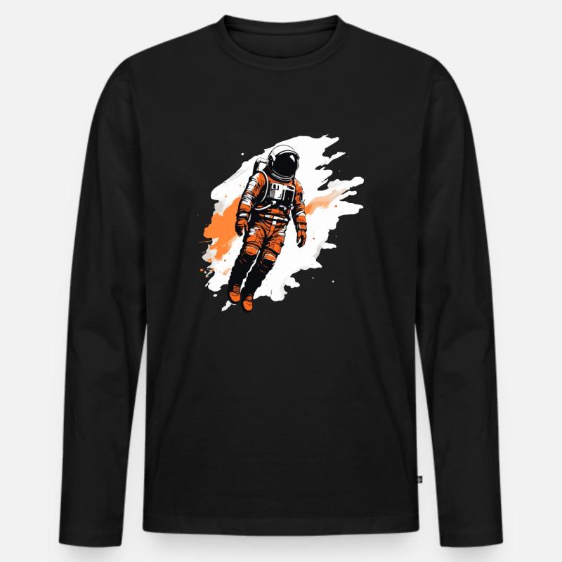 Schwebender Astronaut - Männer Premium Bio Langarmshirt - Schwarz