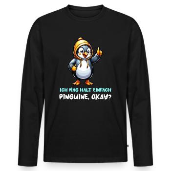 Ich mag Pinguine - Männer Premium Bio Langarmshirt - Schwarz - Vorne - Nico (187cm)