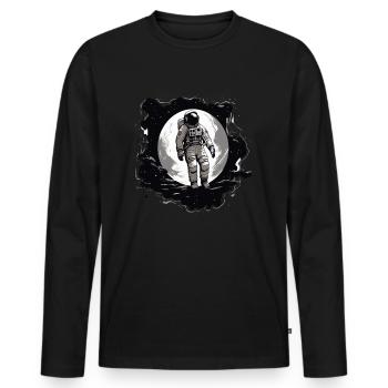 Astronaute devant la lune - T-shirt manches longues Premium bio Homme - noir - Devant - Nico (187cm)