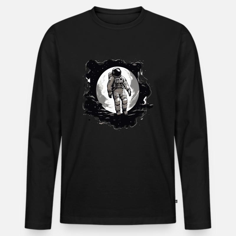 Astronaute devant la lune - T-shirt manches longues Premium bio Homme - noir