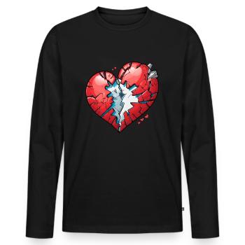 Gebrochenes Herz - Männer Premium Bio Langarmshirt - Schwarz - Vorne - Nico (187cm)
