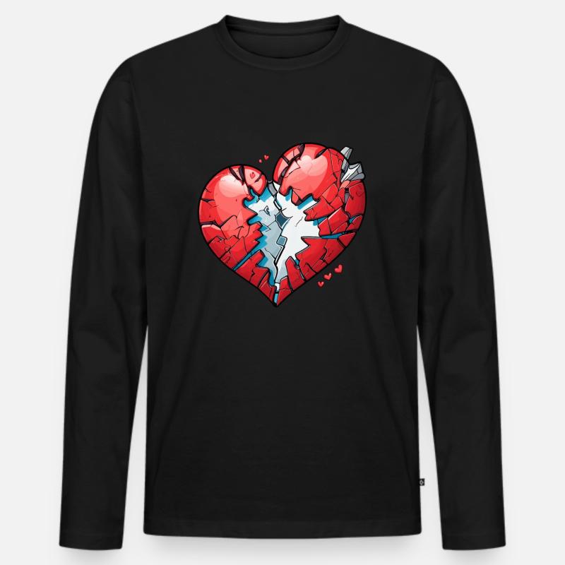 Gebrochenes Herz - Männer Premium Bio Langarmshirt - Schwarz