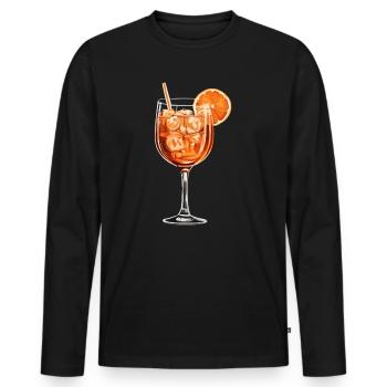 Spritz Cocktail mit Orange - Männer Premium Bio Langarmshirt - Schwarz - Vorne - Nico (187cm)