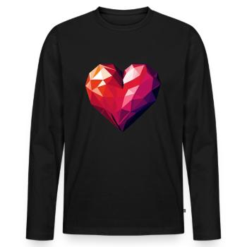 Polygon Herz - Männer Premium Bio Langarmshirt - Schwarz - Vorne - Nico (187cm)