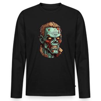 Zombie - Men's Premium Organic Long Sleeve Shirt - black - Front - Nico (187cm)