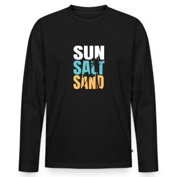Sonne Salz Sand - Männer Premium Bio Langarmshirt - Schwarz - Vorne - Nico (187cm)