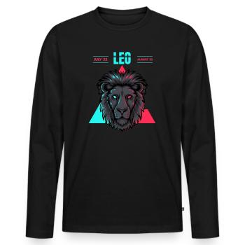 Löwe Sternzeichen Glitch Neon Leo July August 23 - Männer Premium Bio Langarmshirt - Schwarz - Vorne - Nico (187cm)