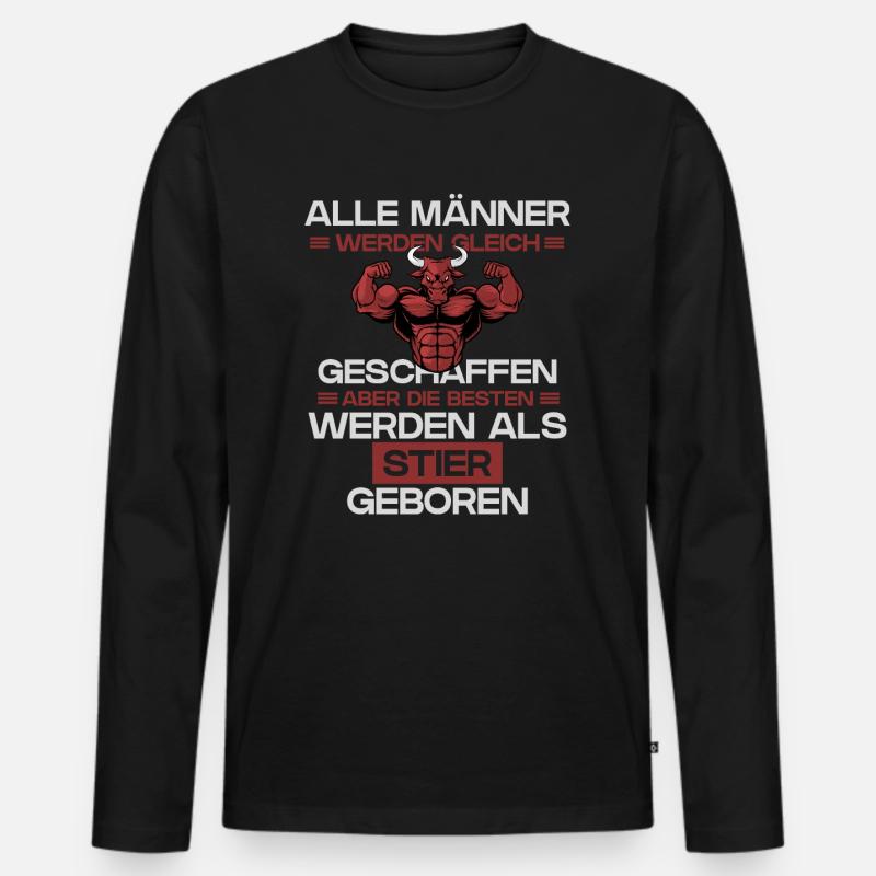Sternzeichen Stier - Männer Premium Bio Langarmshirt - Schwarz