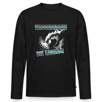 Wassermann die Legende Sternzeichen - Männer Premium Bio Langarmshirt - Schwarz - Vorne - Nico (187cm)
